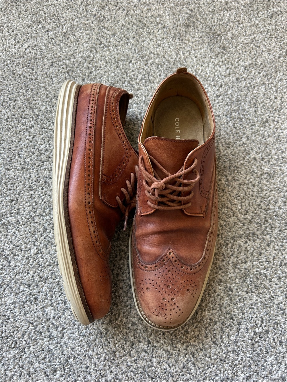 Cole Haan Men's Tan/Brown Leather Wingtip Oxford Derby